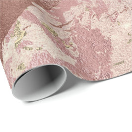Blush Roos Abstract Gold Metallic Glass Stromen Cadeaupapier