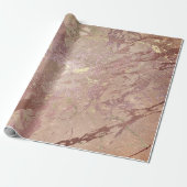 Blush Roos Abstract Gold Metallic Marble Strokes Cadeaupapier (Uitgerold)