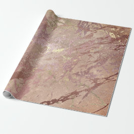 Blush Roos Abstract Gold Metallic Marble Strokes Cadeaupapier