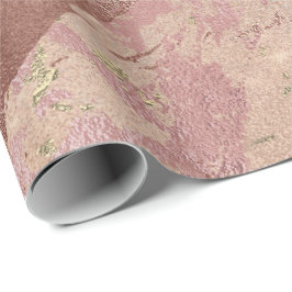 Blush Roos Abstract Gold Metallic Marble Strokes Cadeaupapier