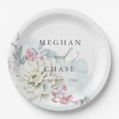 Blush Roos Alabaster Garden Floral Weddenschap Papieren Bordje (Voorkant)