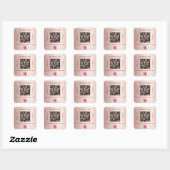 Blush roos bedrijfsnaam qr code instagram vierkante sticker (Vel)