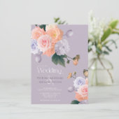 Blush Roos Bleek Paars Modern Floral Wedding Kaart (Staand voorkant)