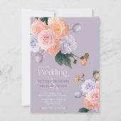 Blush Roos Bleek Paars Modern Floral Wedding Kaart (Voorkant)