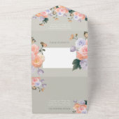 Blush Roos Bleke Paarse moderne Floral Weduwen all All In One Uitnodiging (Buitenkant)
