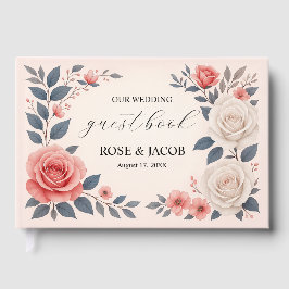 Blush Roos Bloemen bruiloft gastenboek
