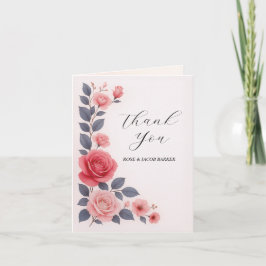 Blush Roos Bloemen bruiloft gevouwen dank u kaart