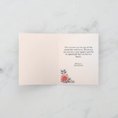 Blush Roos Bloemen bruiloft gevouwen dank u kaart (Binnen)