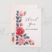 Blush Roos Bloemen bruiloft plat dank je kaart (Voorkant / Achterkant)