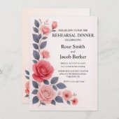 Blush Roos Bloemen bruiloft repetitie diner Kaart (Voorkant / Achterkant)