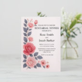 Blush Roos Bloemen bruiloft repetitie diner Kaart (Staand voorkant)