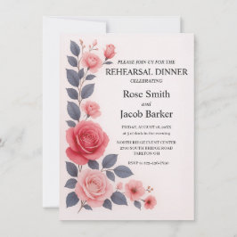 Blush Roos Bloemen bruiloft repetitie diner Kaart