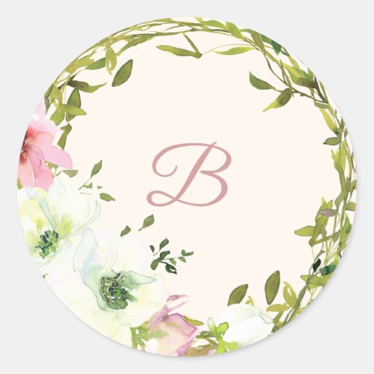 Blush roos bloemen bruiloft sticker (Voorkant)