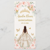 Blush Roos Bloemen Champagne Jurk Quinceañera Menu (Achterkant)