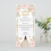 Blush Roos Bloemen Champagne Jurk Quinceañera Menu (Staand voorkant)