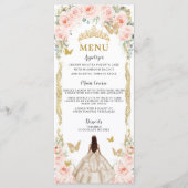 Blush Roos Bloemen Champagne Jurk Quinceañera Menu (Voorkant)