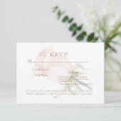 Blush Roos Bloemen Eenvoudige Bruiloft RSVP Kaart (Staand voorkant)