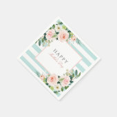 Blush Roos Bloemen en Strepen Moederdag Servet (Hoek)