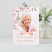 Blush Roos Bloemen Foto Begrafenis Memorial Kaart (Staand voorkant)