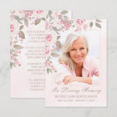 Blush Roos Bloemen Foto Begrafenis Memorial Kaart (Voorkant / Achterkant)