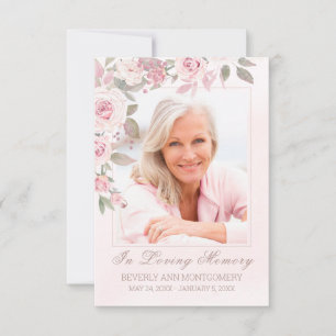 Blush Roos Bloemen Foto Begrafenis Memorial Kaart