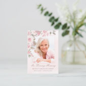 Blush Roos Bloemen Foto Begrafenis Memorial Kaart Visitekaartje (Staand voorkant)