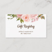 Blush Roos Bloemen Gift Registry Baby shower Informatiekaartje (Voorkant)