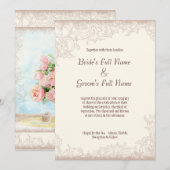  Blush Roos Bloemen Kant Swirl Bruiloft Kaart (Voorkant / Achterkant)