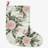 Blush Roos Bloemen Kerst Grote Kerstsok (Voorkant)