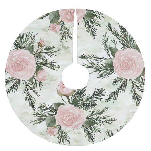 Blush Roos Bloemen Kerst Kerstboom Rok (Voorkant)