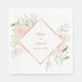Blush Roos Bloemen Lijst Bruiloft Servetten (Voorkant)
