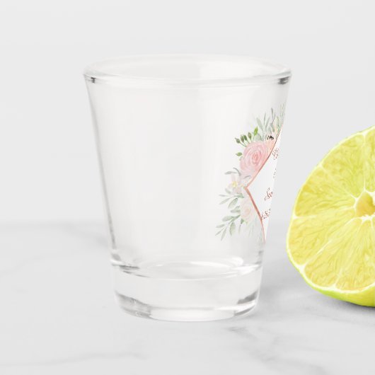 Blush Roos Bloemen Lijst Bruiloft Shot Glas (Links)