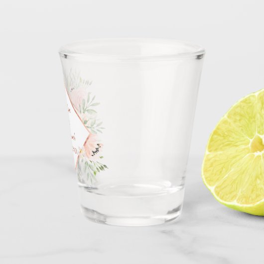 Blush Roos Bloemen Lijst Bruiloft Shot Glas (Rechts)