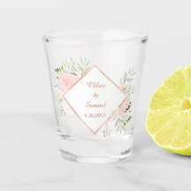 Blush Roos Bloemen Lijst Bruiloft Shot Glas