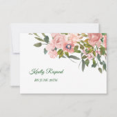 Blush Roos Bloemen Trouwmenu RSVP (Voorkant)