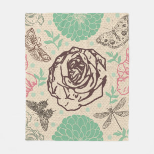 Blush Roos Bloemen  Tuinpatroon Fleece Deken