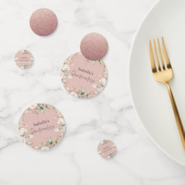 Blush Roos Bloemen Waterverf Glitter Quinceañera Confetti