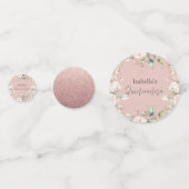 Blush Roos Bloemen Waterverf Glitter Quinceañera Confetti (Achterkanten)
