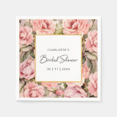 Blush Roos Bloemen Waterverf Vrijgezellenfeest Servet (Voorkant)