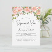 Blush Roos Bloemengroen Sip en zie Baby shower Kaart (Staand voorkant)