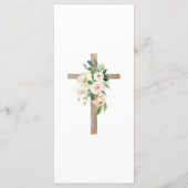 Blush Roos Bloemenkruis Eerste Communie Menu (Achterkant)