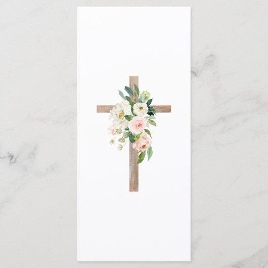 Blush Roos Bloemenkruis Eerste Communie Menu (Achterkant)