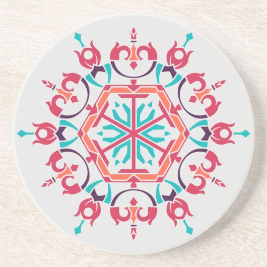  Blush Roos Blue Mandala Pattern Zandsteen Onderzetter (Voorkant)
