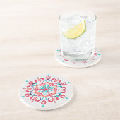  Blush Roos Blue Mandala Pattern Zandsteen Onderzetter (Zijkant)