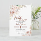 Blush Roos Boho Pampas Grass Vrijgezellenfeest Inv Kaart (Staand voorkant)