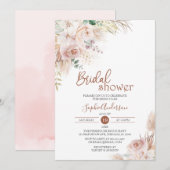 Blush Roos Boho Pampas Grass Vrijgezellenfeest Inv Kaart (Voorkant / Achterkant)