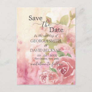 Blush Roos Botanical Bewaar de datum Briefkaart