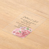 Blush Roos botanisch Acryl Uitnodigingen (Laagn)