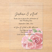 Blush Roos botanisch Acryl Uitnodigingen (Voorkant)