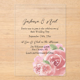 Blush Roos botanisch Acryl Uitnodigingen